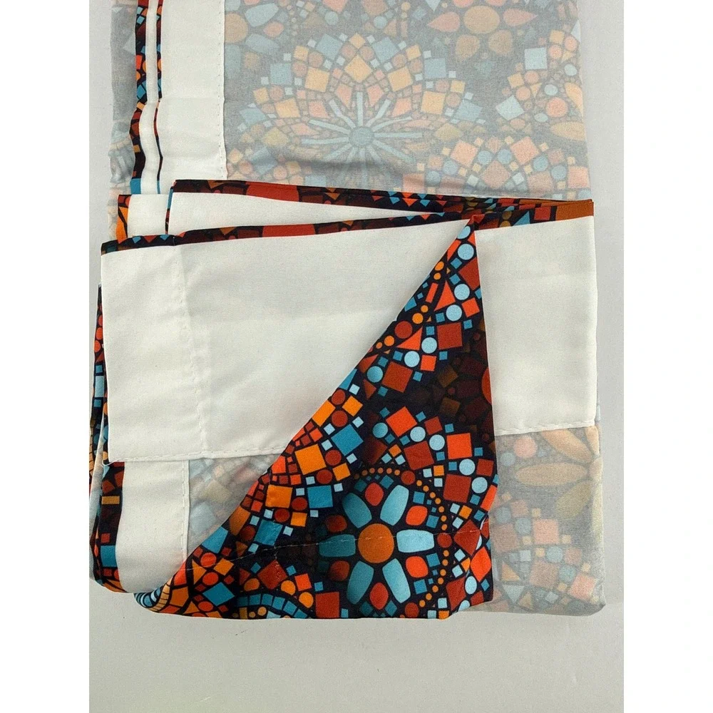 Ambesonne Mosaic Mandala Window Curtains 2 Panel Set Orange Turquoise 56x84 NEW